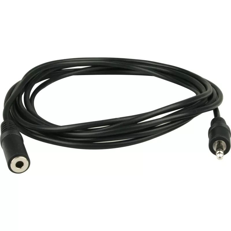 Cabo de extensão jack 3,5 mm Wentronic Goobay, Preto, 3 m – ficha jack 3,5 mm (3 polos, estéreo) > conector fêmea jack 3,5 mm (3 polos, estéreo) (50432)