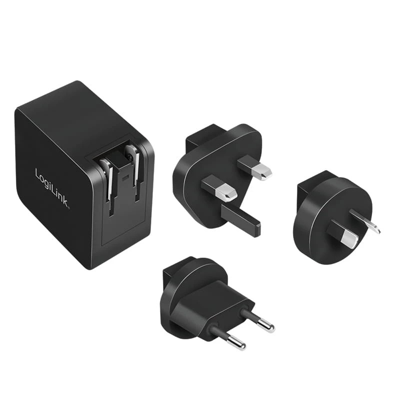 Carregador móvel LogiLink PA0302 universal preto carregamento rápido AC