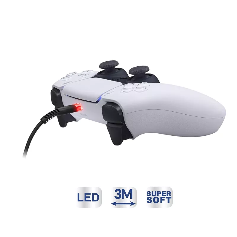 Cabo de carregamento USB-C SUBSONIC SA5601 3 m – compatível com PS5, Xbox, Nintendo Switch