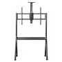 Suporte de TV MACLEAN MC-114 B suporte de chão portátil para ecrãs de 55–100 polegadas, carga máx. 120 kg, VESA 200x200–900x600, altura 115–152 cm, preto, prateleira