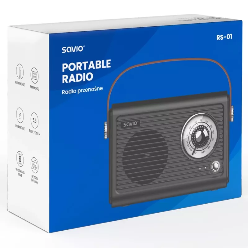 Rádio portátil Savio RS-01 analógico preto