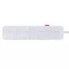 Extensão elétrica MACLEAN MCE392 W — 4 tomadas F, 3×USB A, 110–240 V, 2,1 A máx, 2500 W, cabo de 1,5 m, branco