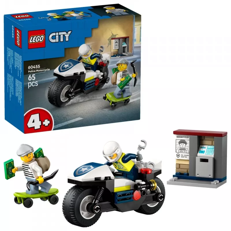 LEGO City Perseguição de mota da polícia conjunto 60455 — 65 peças, 2 minifiguras, a partir dos 4 anos