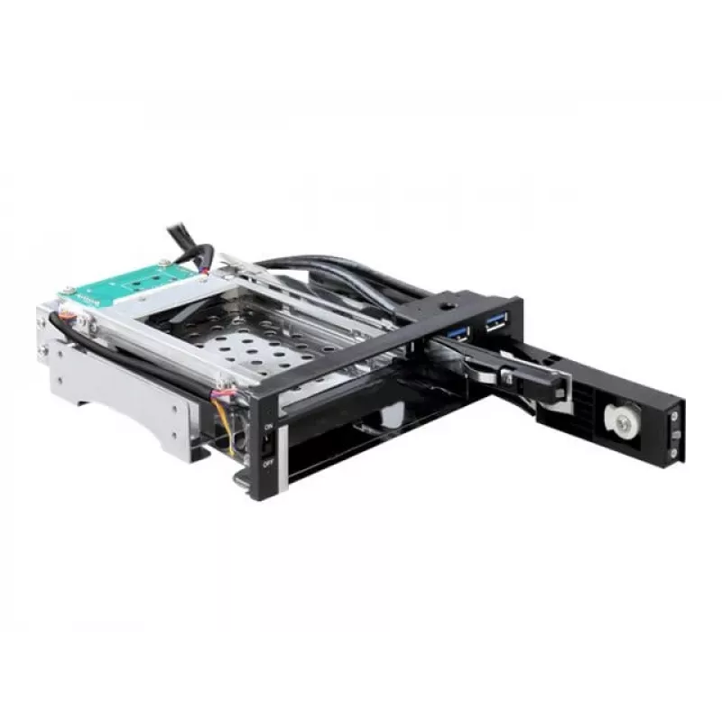 DeLOCK 5,25 Mobile Rack para 1 x 2,5 + 1 x 3,5 SATA HDD + 2 x portas USB3.0 - rack de armazenamento móvel - 6,4 cm, 8,9 cm (2.5, 8,90cm (3.5)) (47209)
