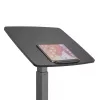 Mesa de computador portátil com rodas, secretária sentado-em pé ajustável em altura até máx. 113 cm, inclinação até 30 graus, Preto