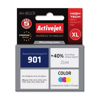 Activejet AH-901CR tinta, substitui HP 901 CC656AE, Premium, 21 ml, cor