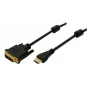 Logilink - Cabo adaptador - HDMI fêmea para DVI-D macho - 5 m - isolamento duplo - preto (CH0015)