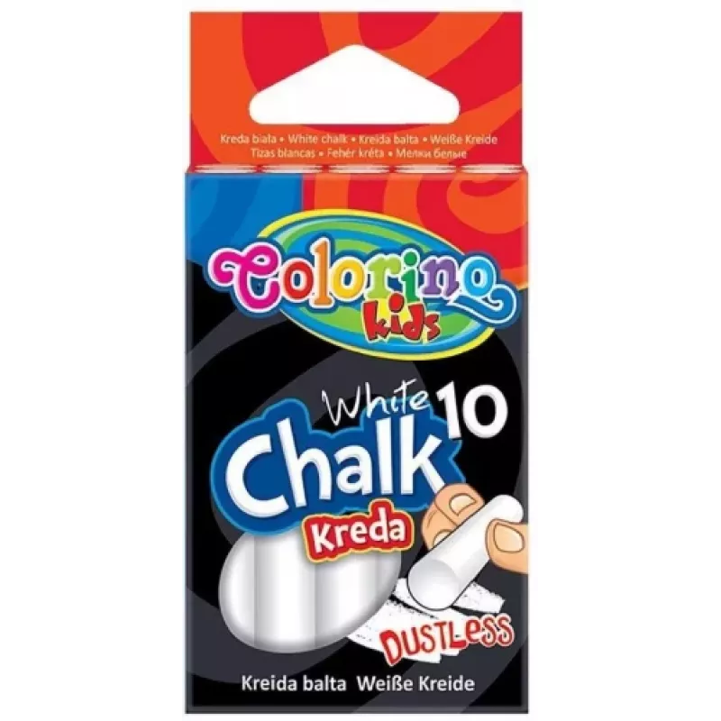 Giz sem pó Colorino Kids branco 10 unidades