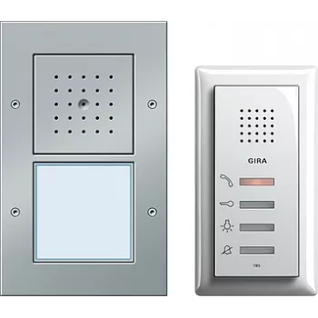 Intercomunicador/estação exterior Gira 049543 — com fios IP44, alumínio e branco, alumínio/termoplástico, AC/DC