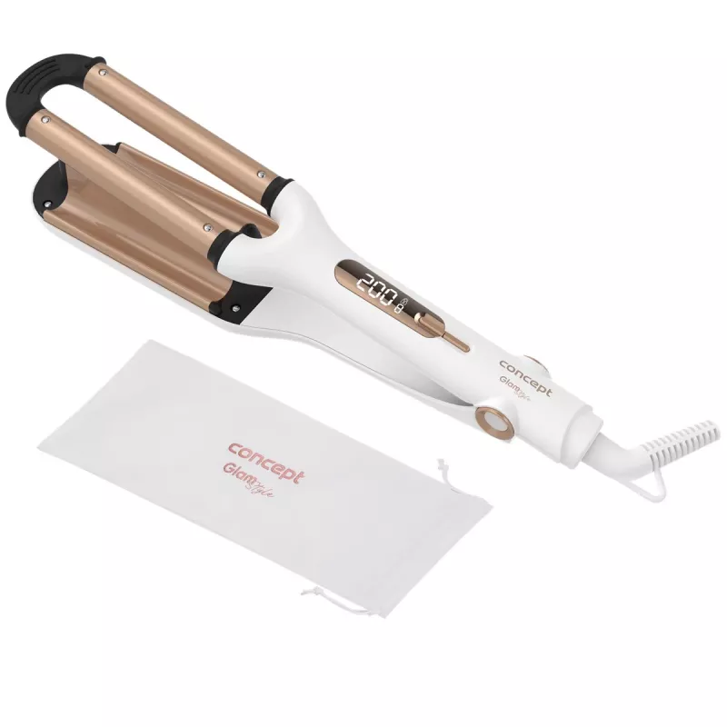 Concept GLAM Style KT2140 modelador de ondas para o cabelo, 100 W, 9 níveis de temperatura, revestimento cerâmico, cabo giratório de 1,8 m, ouro rosa