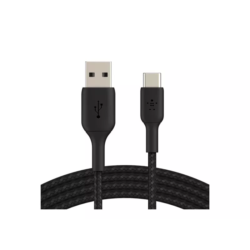 Cabo entrançado USB-C USB-A 2 m preto