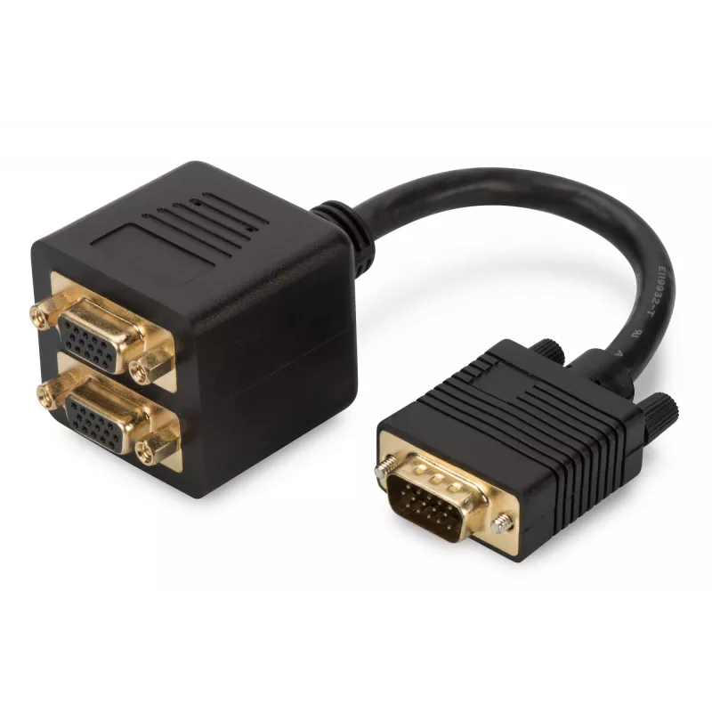 Cabo divisor em Y VGA Digitus AK-310400-002-S HD15 para 2x HD15, 0,2 m, preto