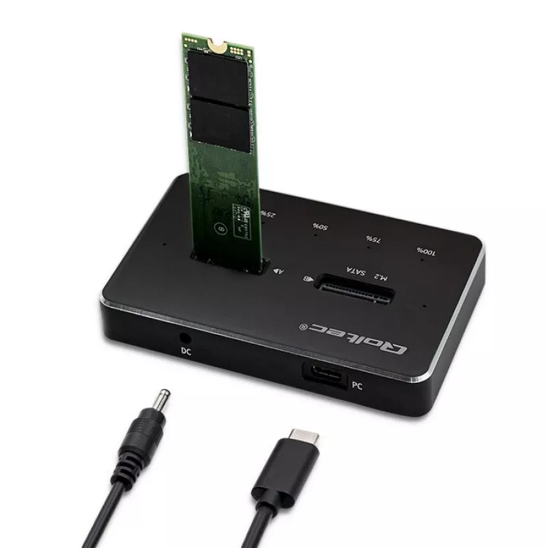 Estação de acoplagem Qoltec 50310 para 2x SSD M.2 SATA NGFF USB Type-C