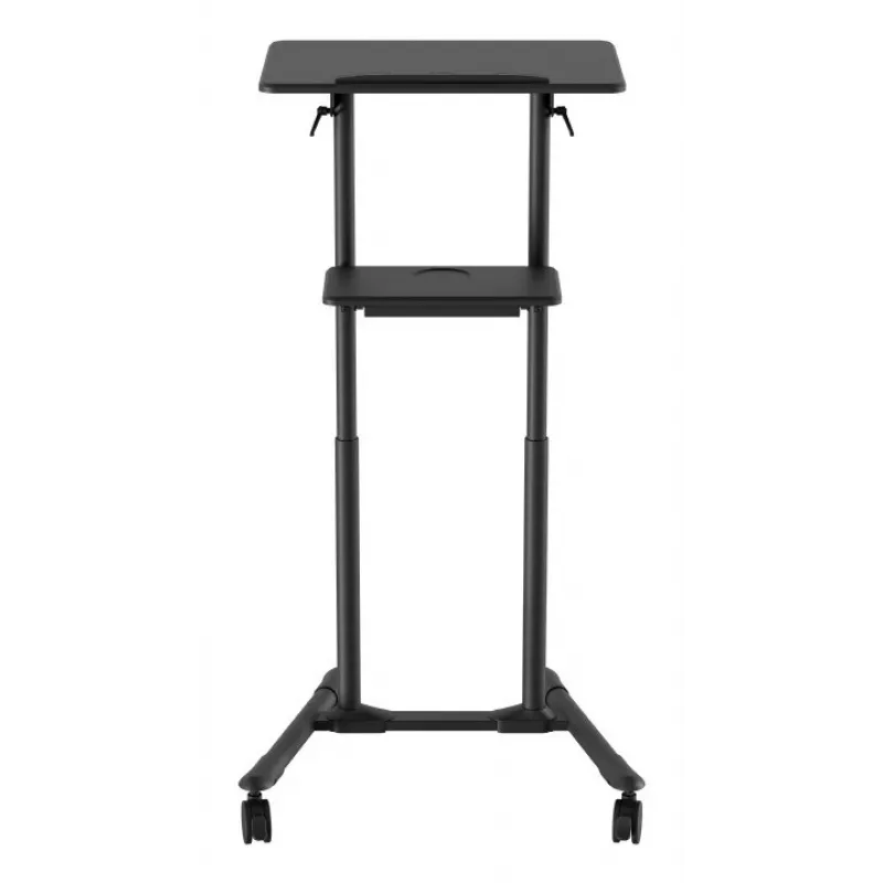 Gembird TVS-DESK-01-BK secretária de pé móvel com rodas, altura ajustável 111–134,5 cm, inclinação 30°, máx. 20 kg, preta