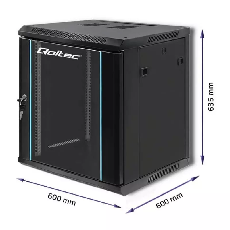 Armário rack 19 polegadas QOLTEC 54467, 12U, 600x635x600 mm