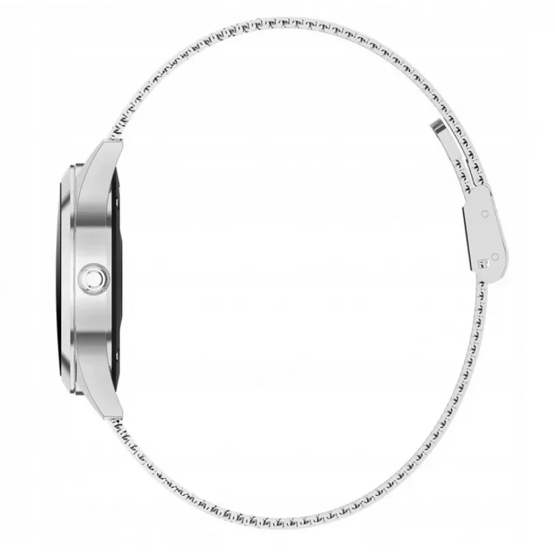 Smartwatch ORO-MED ORO-SMART CRYSTAL SILVER — caixa redonda em metal, LCD 240 × 198, ecrã de 1,04 polegadas, Bluetooth 4.0, à prova de água, bateria de 120 mAh