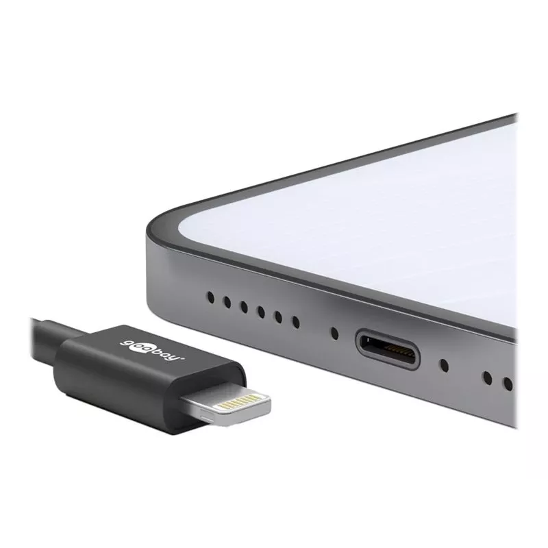 Goobay cabo de carregamento e sincronização USB-C™, 1 m, preto - cabo MFi para Apple iPhone/iPad preto (39445)