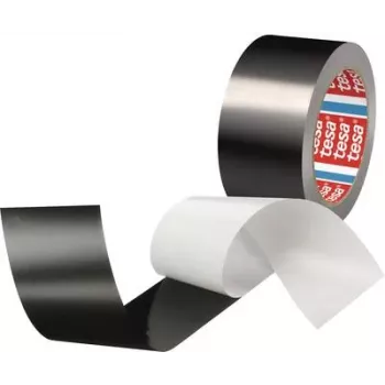 Fita adesiva de alumínio Tesa 50577 preto mate 25 m x 50 mm — película adesiva resistente ao calor
