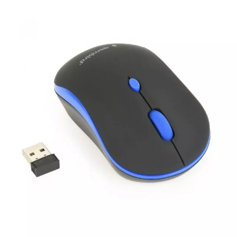 Rato ótico sem fios Gembird MUSW-4B-03-B, RF, ambidestro, 1600 DPI, 4 botões, alimentado a pilhas, azul/preto