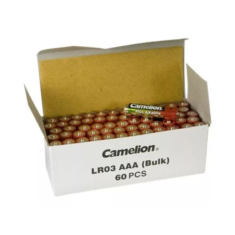 Pilhas alcalinas CAMELION AAA (LR03) 60 unid. — pack para dispositivos com elevado consumo de energia