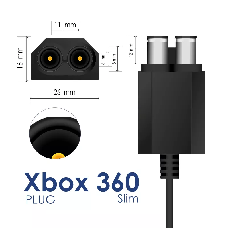 Fonte de alimentação Akyga AK-PD-13 para Xbox 360 Slim, 12 V / 10,83 A + 5 V / 1 A, 135 W