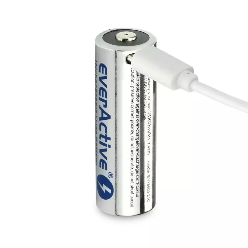 Bateria célula 18500 3,7V Li-ion 2100mAh adaptada a USB-C