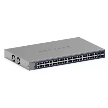 Switch Gigabit PoE Gerido NETGEAR GS752TXUP — 48× Gigabit RJ-45, suporte 10G, Rack 1U, capacidade de comutação 176 Gbit/s