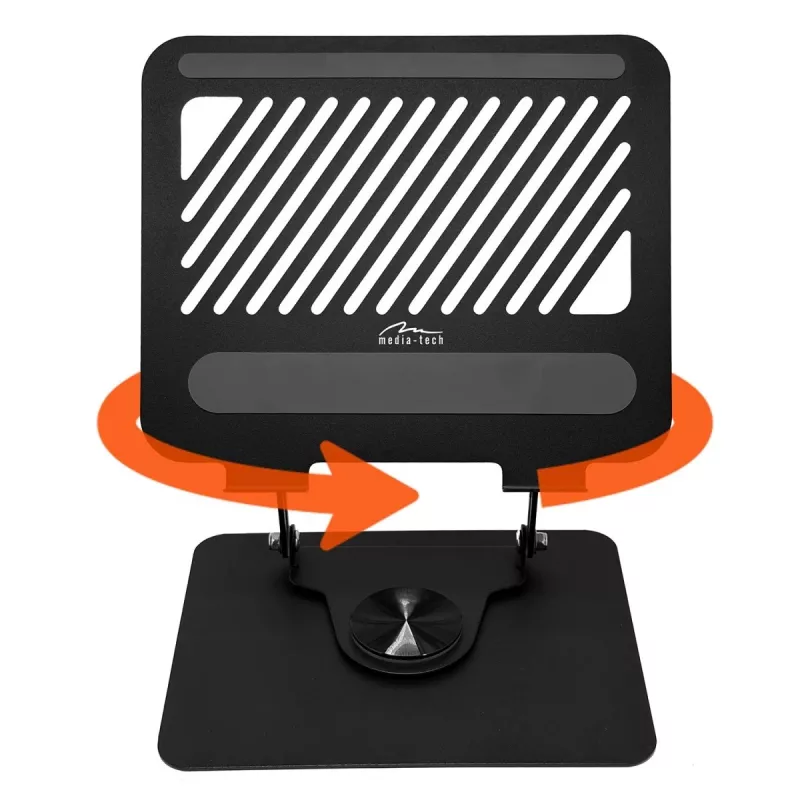 Suporte para portátil MEDIA-TECH MT2662 – altura ajustável, dobrável em alumínio para portáteis de 10–17