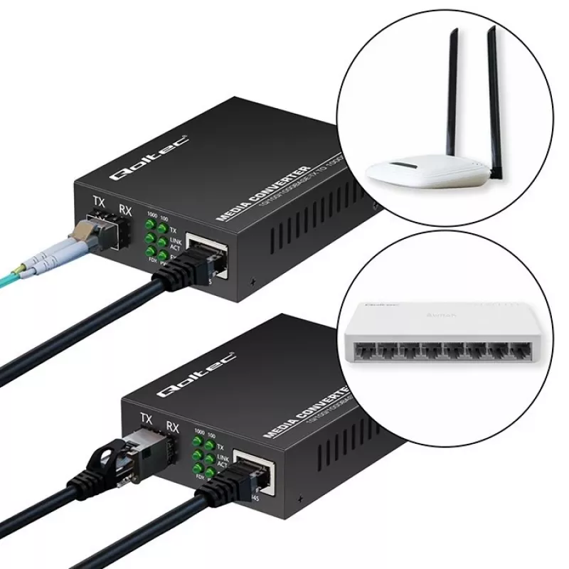 Conversor de media SWITCH Ethernet 1x RJ45 1x SFP