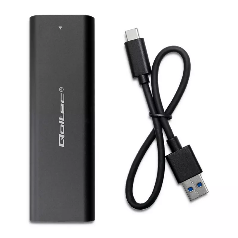 Qoltec 50312 caixa para SSD M.2 NVMe, USB Type-C, preta