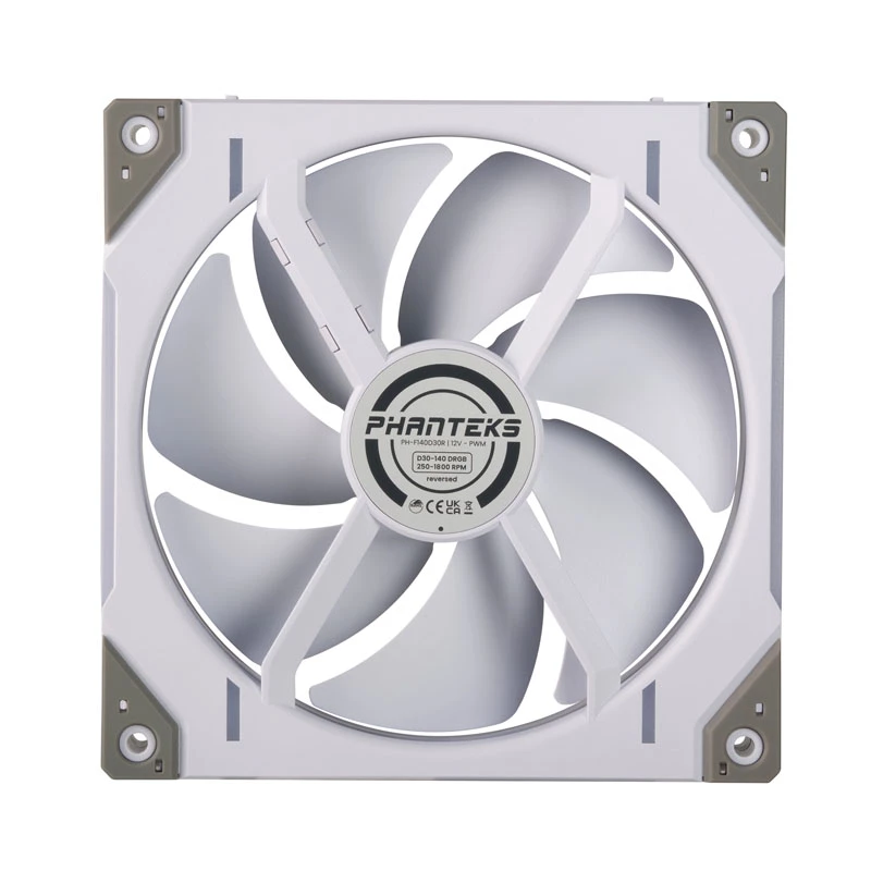 Phanteks D30-140 PWM Reverse Airflow D-RGB ventoinha de caixa PH-F140D30R_DRGB_PWM_WT01, 140 mm, branca
