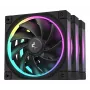 Ventoinha de PC de 120 mm DeepCool FL12 3-in-1, preta, 2150 rpm, rolamento de dinâmica de fluidos, PWM, 32 dB, pack de 3