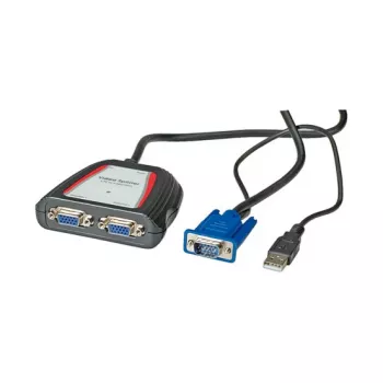 Divisor de vídeo VGA portátil, 2x, 250 MHz, VGA, 2x VGA, cinzento, 250 MHz, 0,65 m, 1920 x 1440