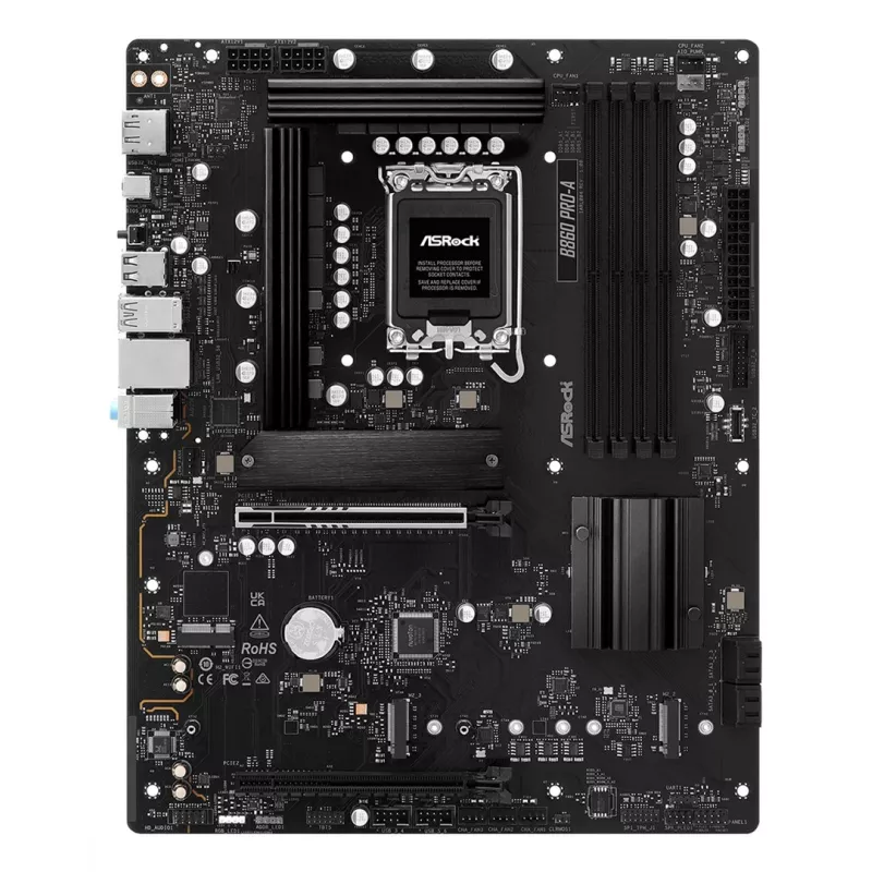 Placa-mãe ASRock B860 Pro-A — Intel B860 ATX, LGA 1851, DDR5, 4x DIMM, 256GB, LAN 2.5Gb, 1x M.2, 4x SATA III