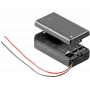 Wentronic Goobay 1x Suporte de pilha 9V bloco, preto - extremidades de cabo soltas, repelente à água (48171)
