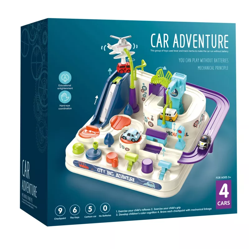 Conjunto de pista de corrida de brinquedo Extralink TOYS — conjunto de carros inteligente, peças de pista modulares, veículos a pilhas