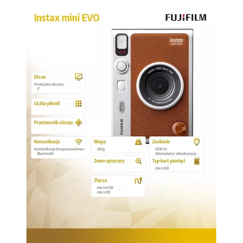 Máquina fotográfica Instax mini EVO castanho
