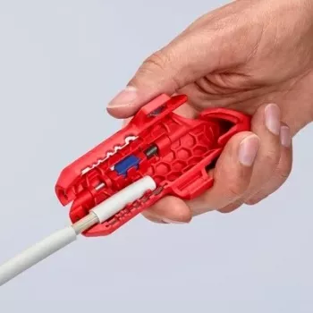 Ferramenta de descarnar Knipex ErgoStrip PV 16 95 03 para cabos PV, batente ajustável, punho ergonómico