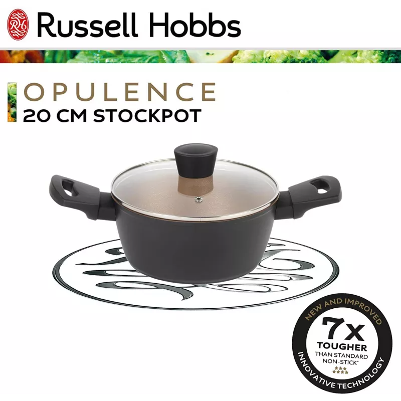 Panela Russell Hobbs RH01669BEU7 20 cm, preta, interior em aço inoxidável