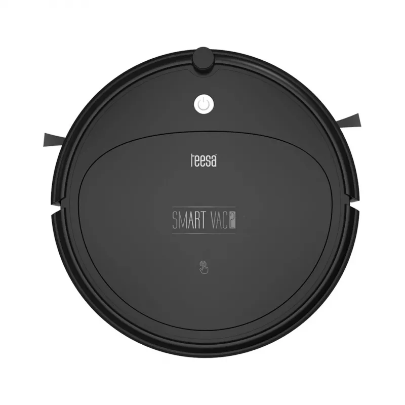 Aspirador robô TEESA Smart VAC 2 — redondo, preto, potência de aspiração 1000 Pa, bateria Li 9,6 V/2000 mAh, depósito de pó 0,2 l, WLAN, regresso automático