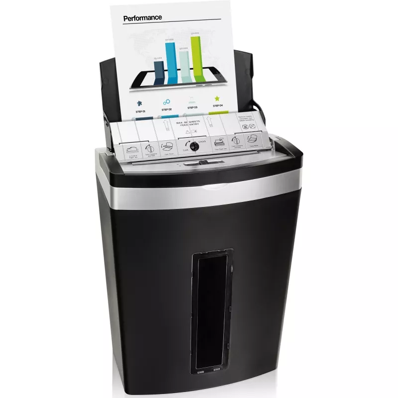 Destruidora de documentos Peach PS600-10, corte micro, 63 dB, preto, prateado