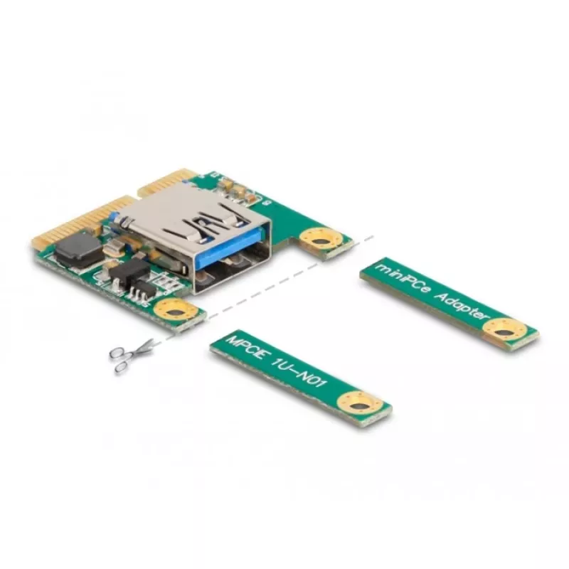 DeLOCK Mini PCIe I/O 1 x conector fêmea USB 2.0 Type-A Full-Size Half-Size