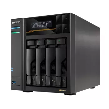 Asustor Lockerstor 4 Gen3 AS6804T NAS 4 baías, AMD Ryzen V3C14, 16GB DDR5 ECC, 2x 10GbE + 2x 5GbE