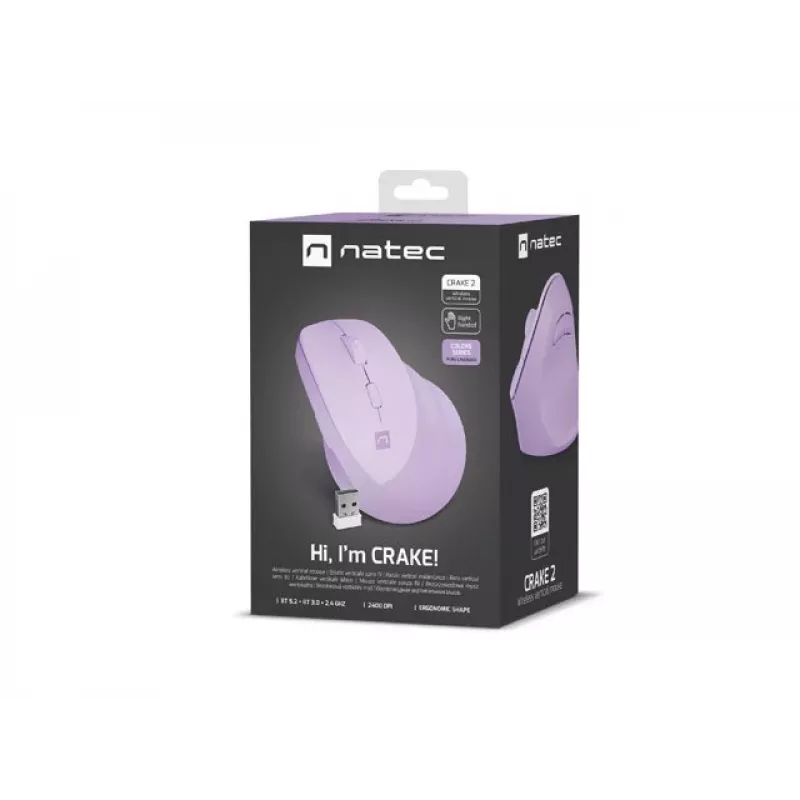 Rato NATEC Crake 2 Universal para destros RF Wireless + Bluetooth ótico 2400 DPI