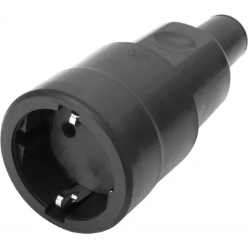 Acoplamento de borracha maciça Bachmann CEE7/3 IP44 VDE com descarga de tração removível, preto