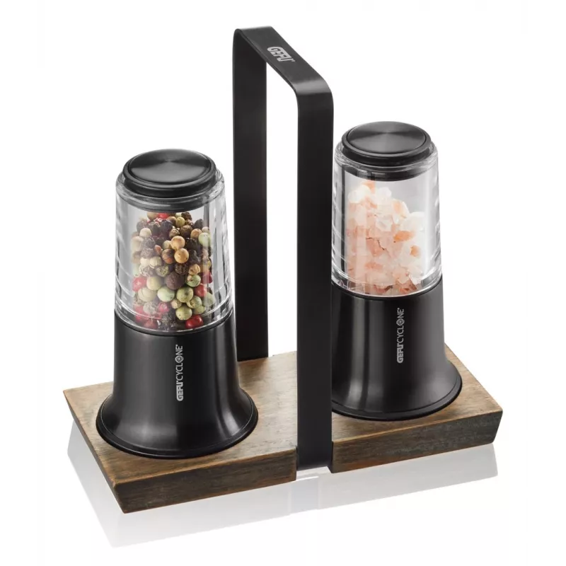 Conjunto de saleiro e pimenteiro GEFU X-plosion 11 cm preto — moinhos de mesa manuais, mecanismo de cerâmica