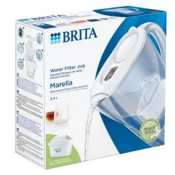Jarra filtrante de água BRITA Marella com cartucho Maxtra Pro, depósito de água de 2,4 L, branca, pega ergonómica