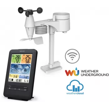 Sencor SWS 9898 Estação meteorológica Wi-Fi profissional com sensor 5-in-1, preta
