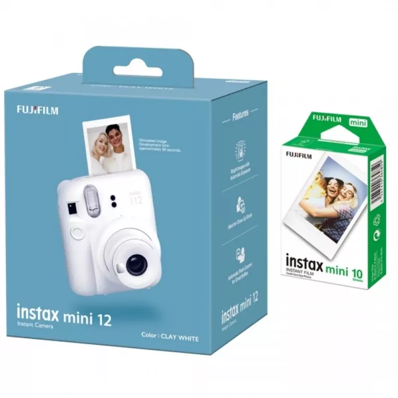 Máquina fotográfica instantânea Fujifilm Instax Mini 12 – filme instantâneo, ISO 800
