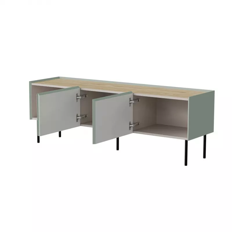 Móvel TV Cama FELLINI 150x40x52 verde-oliva + tampo de carvalho oleado